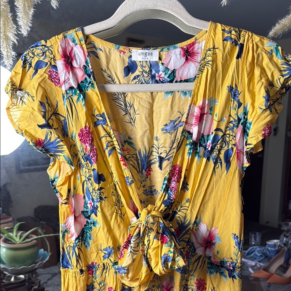 Umgee Floral Tropical Yellow Dress - Picture 3 of 6